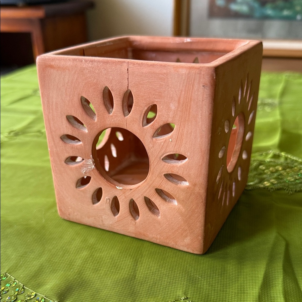 Terracotta Sunburst Candle Holder
